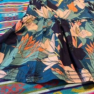 Tori Richard Blue Floral Ruffle Dress Sheer Swim Cover Up New! Small